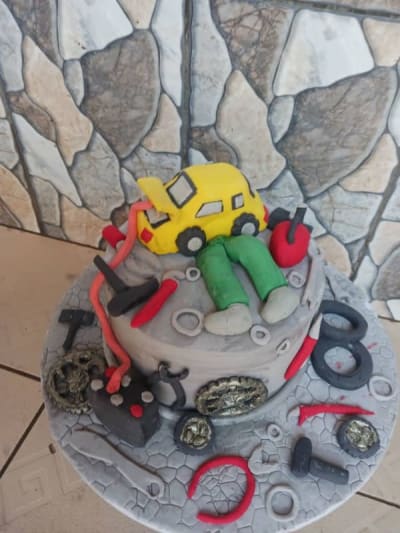 Car Mechanic-Themed Celebration Cake