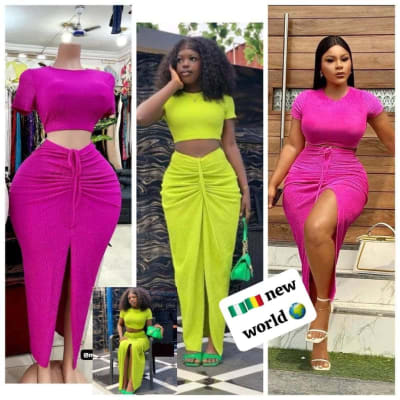 Crop Top and Ruched Maxi Skirt Set