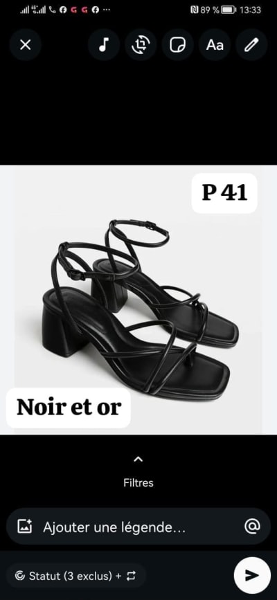 Sandales à Talons Carrés Noires pour Femme