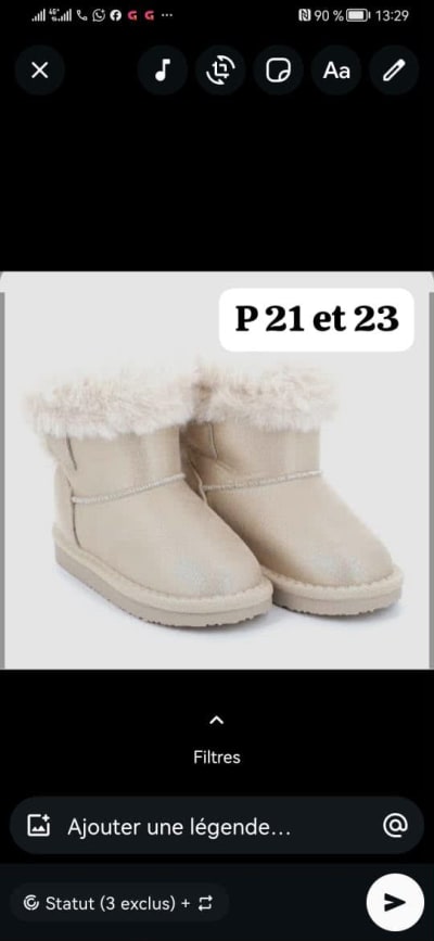 Bottines Fourrées Beiges avec Revers en Fausse Fourrure
