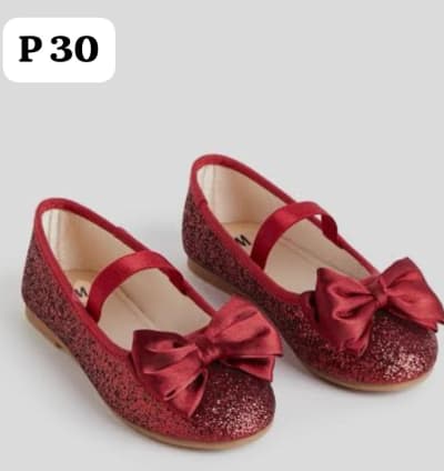Ballerines Rouges Pailletées avec Nœud pour Fille