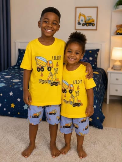 Kids’ Yellow Construction Pajamas