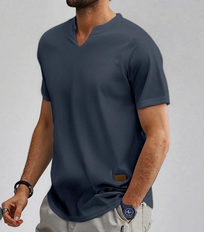 V-Notch Ribbed T-Shirt