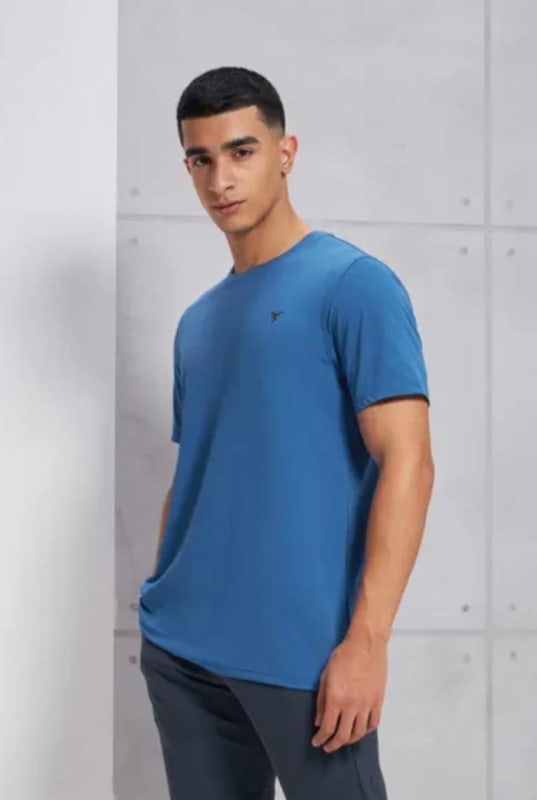 Menβs Classic Blue Crew Neck T-Shirt image 1