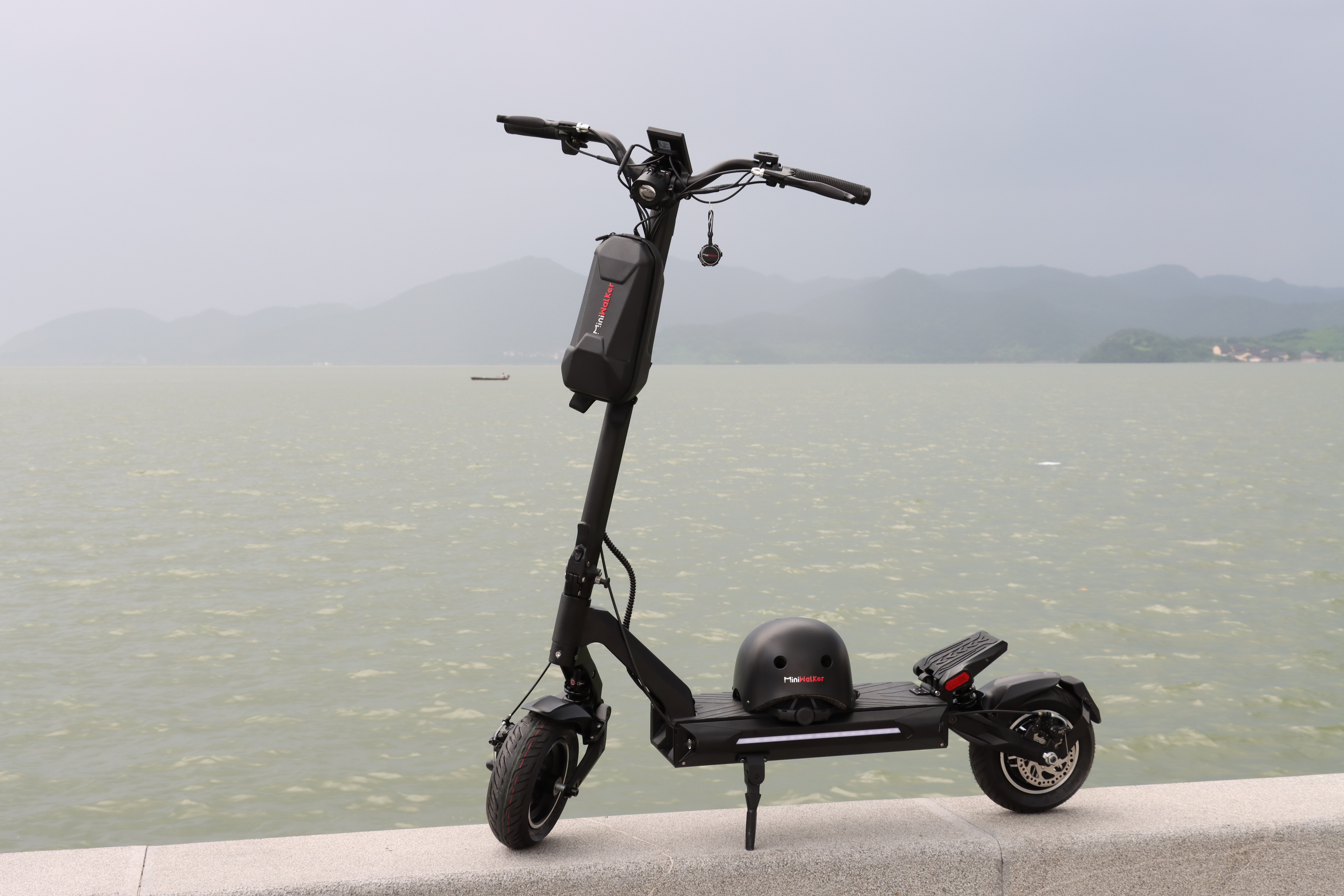 miniwalker electric scooter by the lake