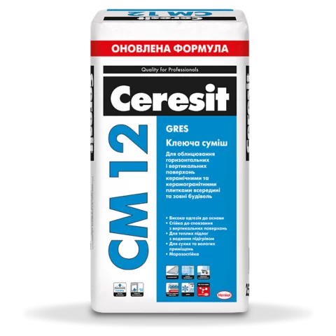 Клей для плитки Ceresit CM-12 GRES 25 кг