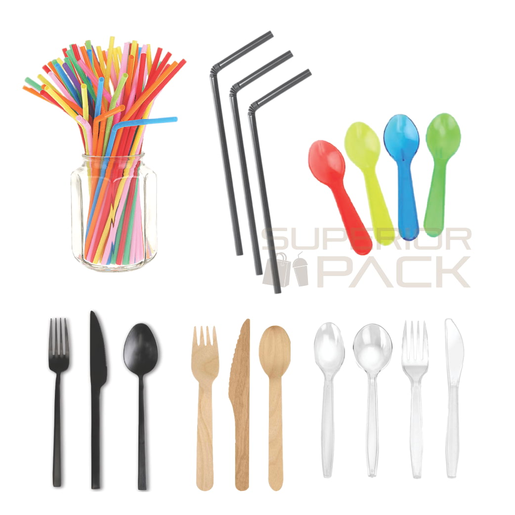 Disposable Cutlery Set & Straw