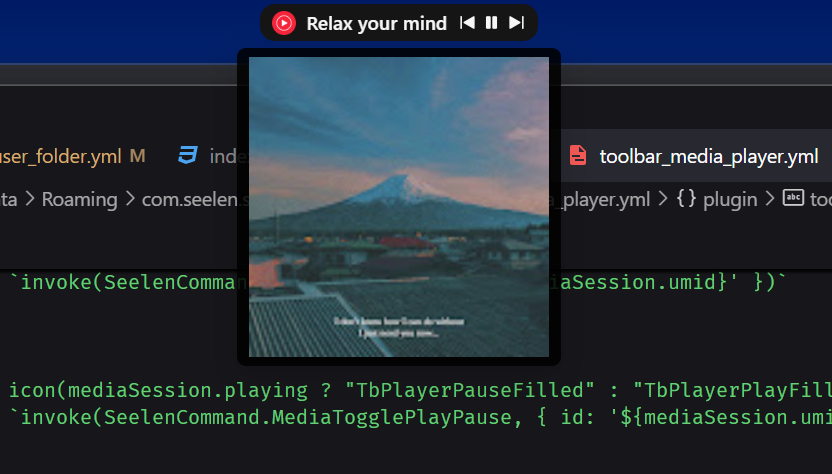 Toolbar Media Player - Seelen Plugin banner