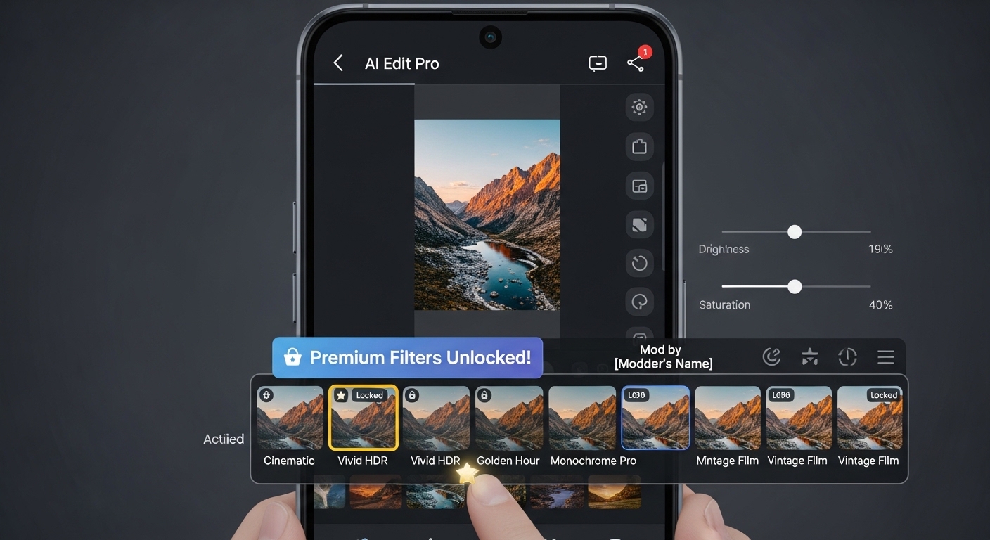 AI Photo Editor MOD APK premium filters unlocked on Android
