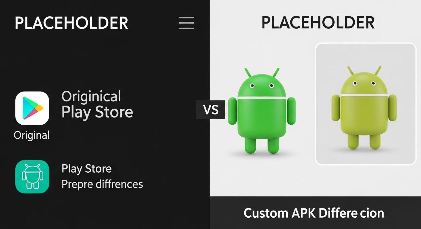 Custom APK version compared to the official Play Store version on Android