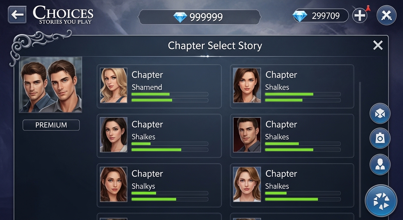 Choices MOD APK showing unlimited keys and diamonds on Android