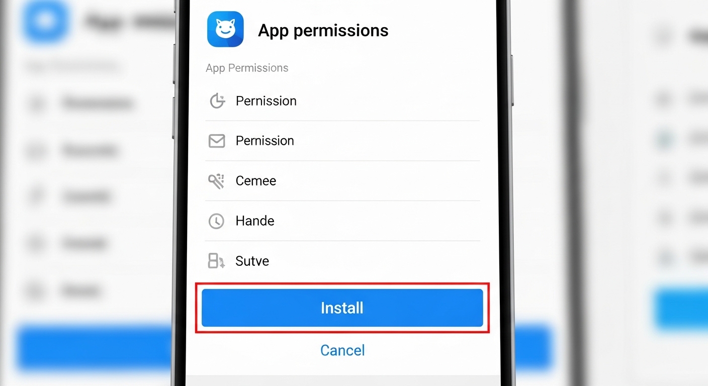 Android app install permissions screen for sideloaded APK