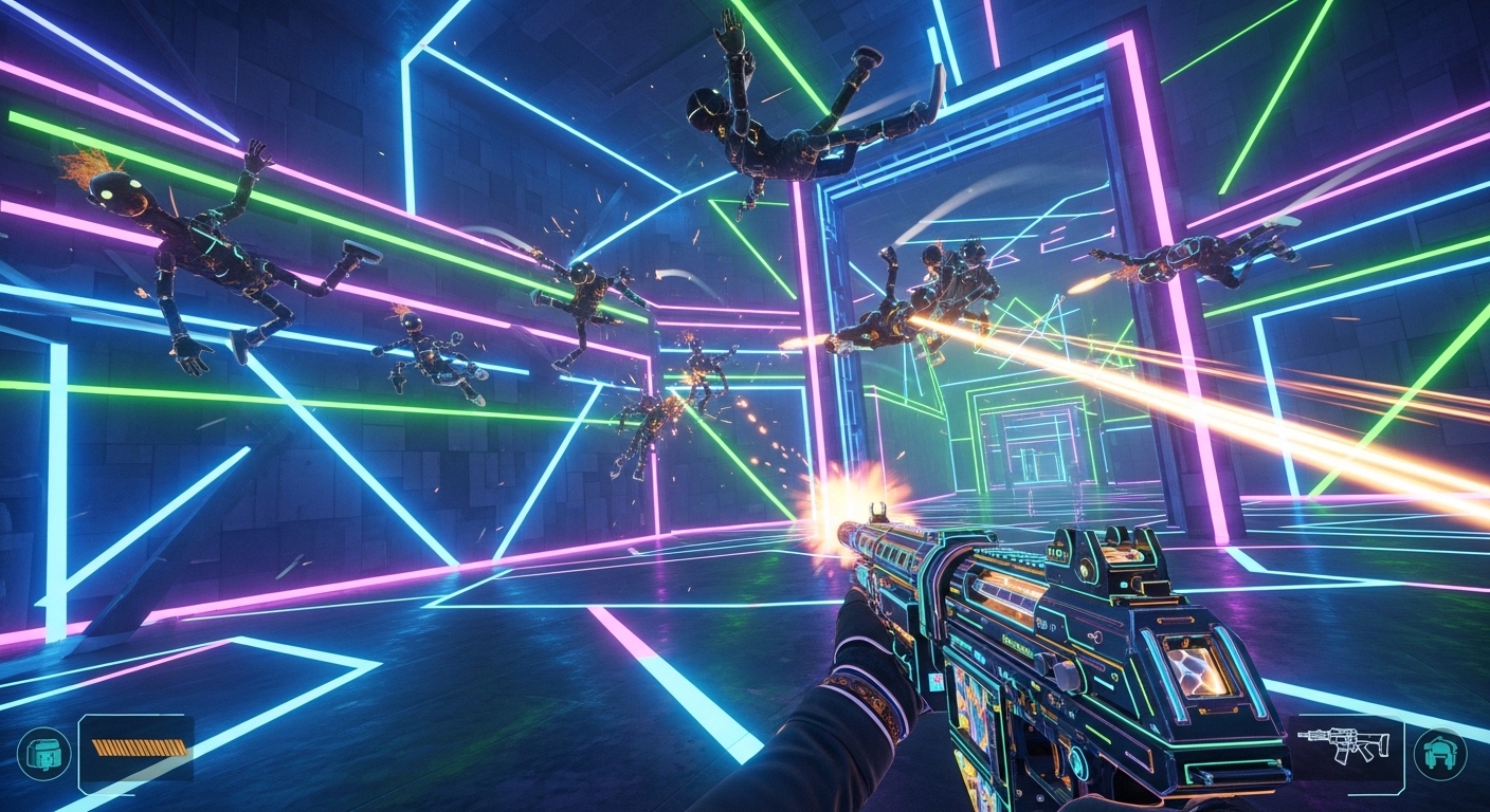 Hard Bullet VR mods showing custom arena and weapon pack in action