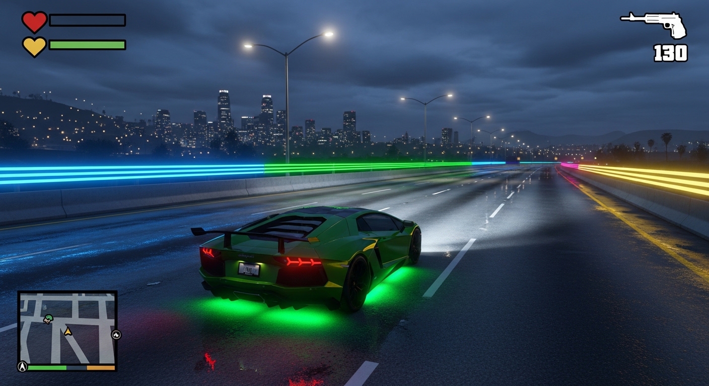 GTA San Andreas modded gameplay on Android with custom car and lighting