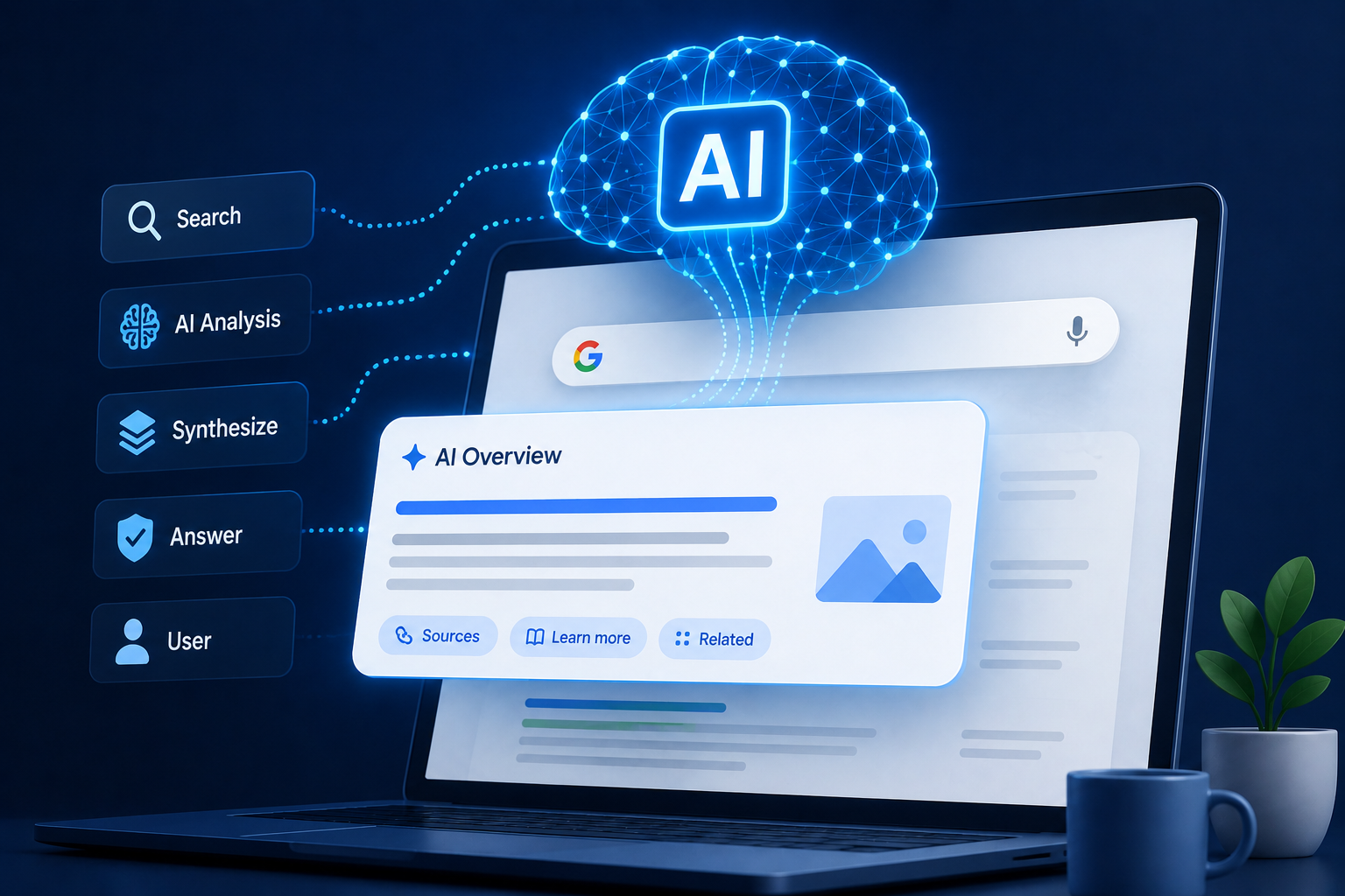 Futuristic AI search and interface design