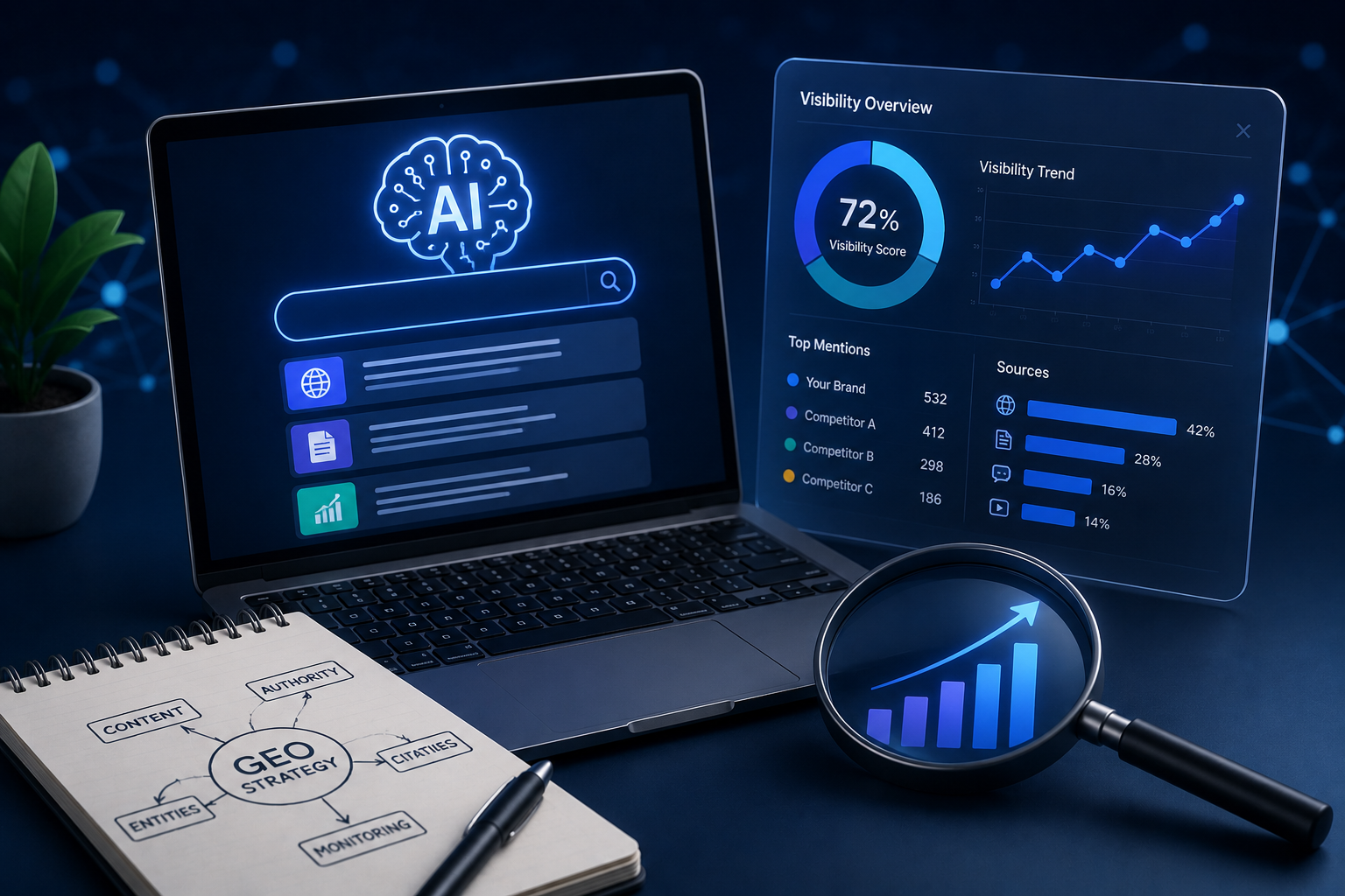 Futuristic data analytics workspace design