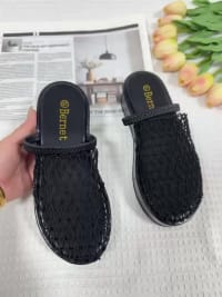 Women's Bernet Chic Black Mesh Net Platform Slides – Trendy Slip-On Comfort Sandals for Everyday Style - View 1