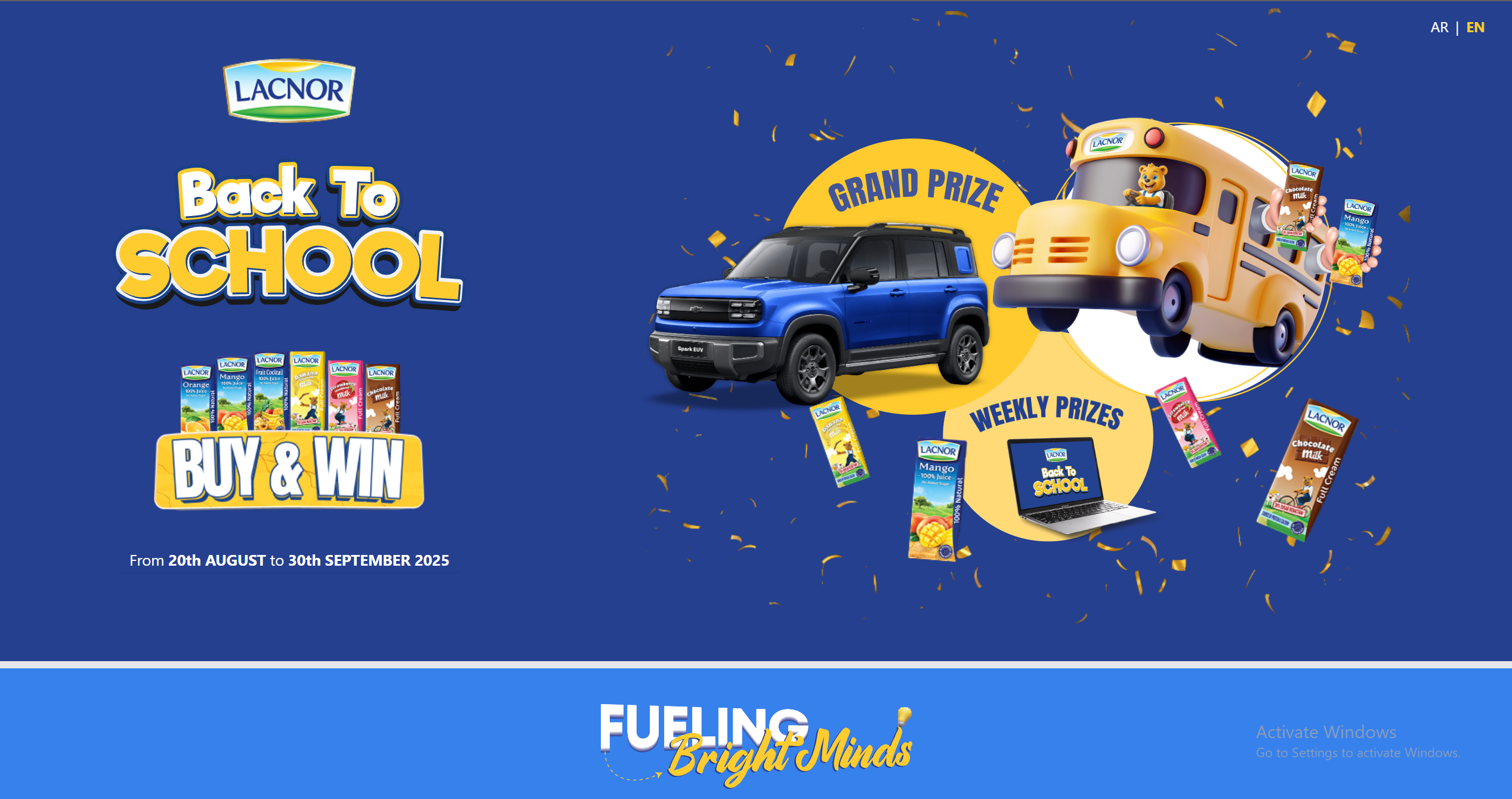 Landing page website for Lacnor back to school campaign 
