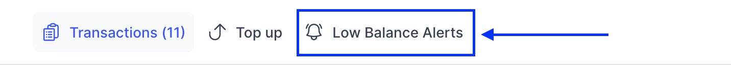 Click on the low balance alert tab