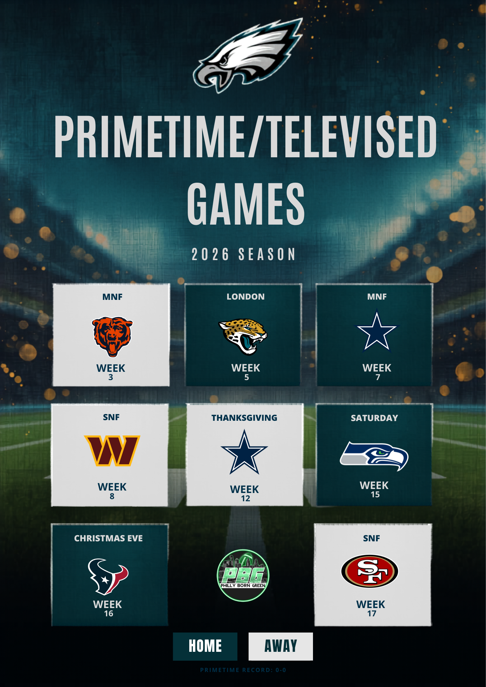 Eagles Have Eight Standalone Nationally Televised Games in 2026
