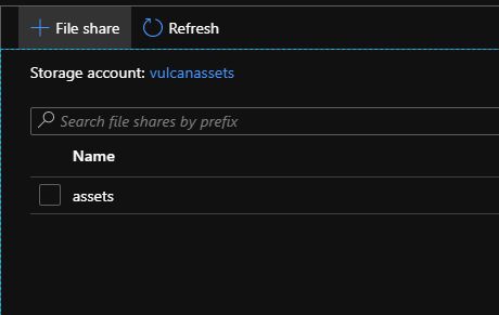 Azure Add File Share window