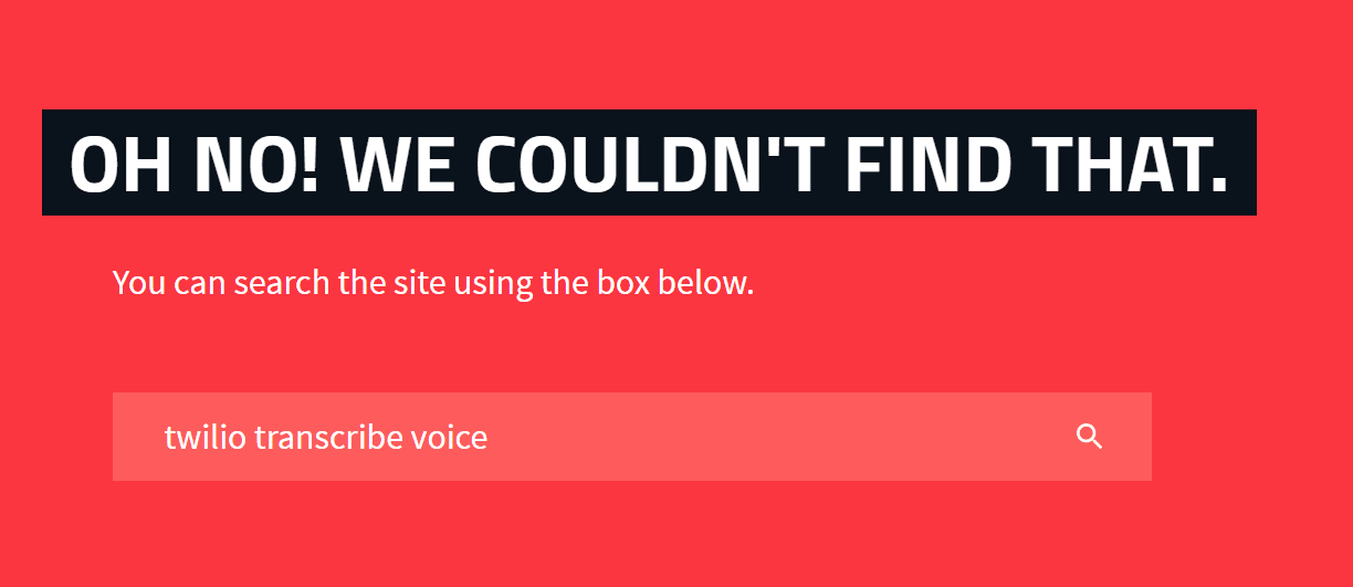 Search bar on the 404 page