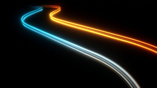 Two neon paths running in parallel on a black background