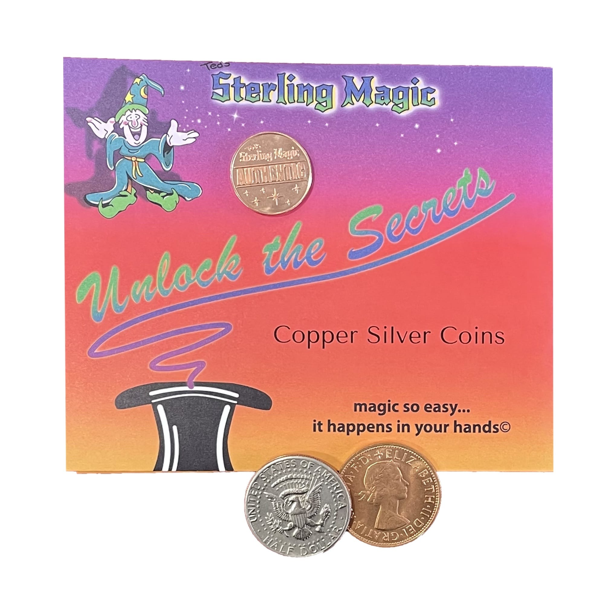 Ted's Sterling Magic Copper Silver Coins Genuine US Half Dollar Copper Penny Coin Trick - UK