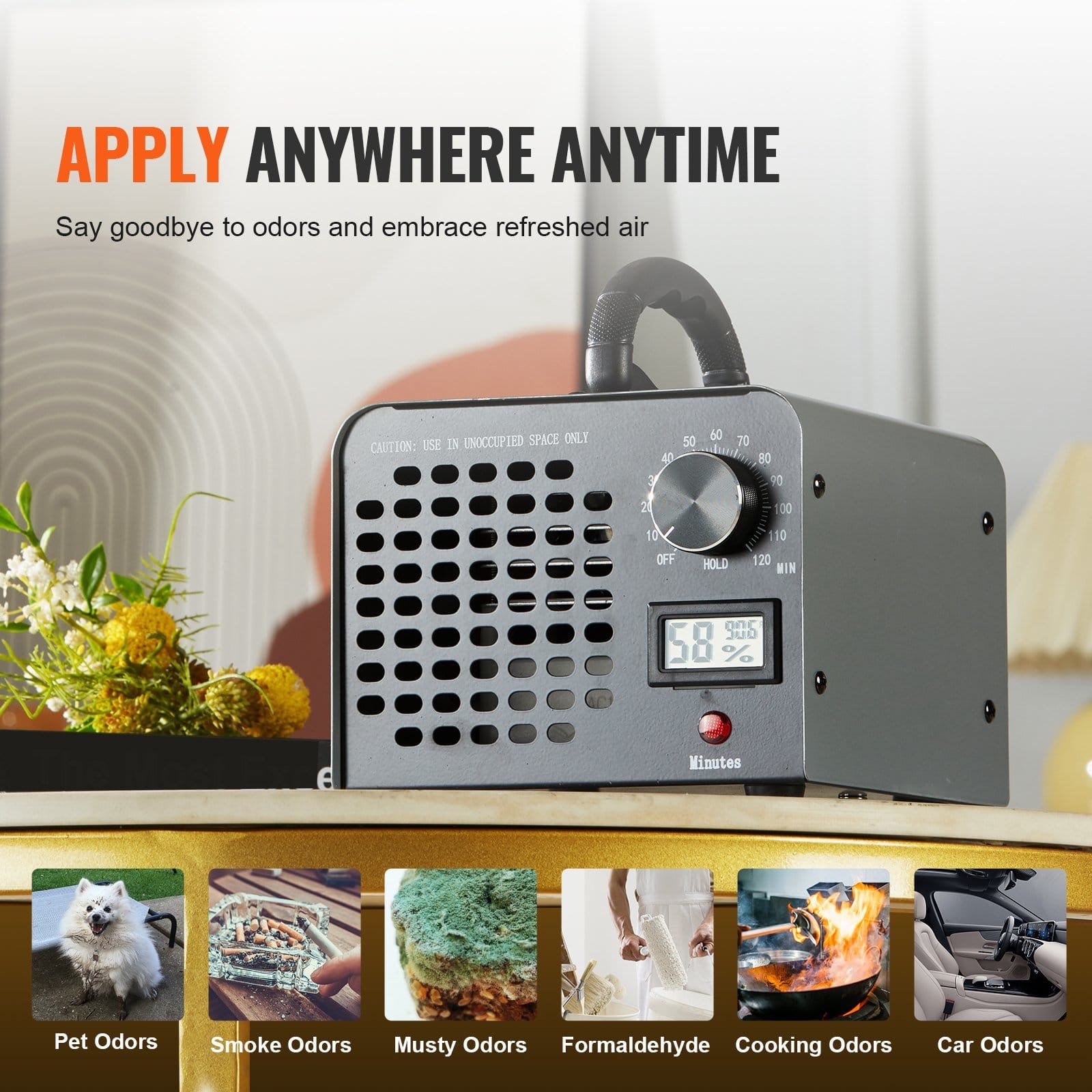 VEVOR Ozone Generator, 36000mg/h Ozone Machine Odor Remover, High Capacity Commercial/Industrial Ozone Generator Machine, Home Air Ionizers Deodorizer with 0-120 min Time Setting for Rooms, Cars, Pets - Image 6