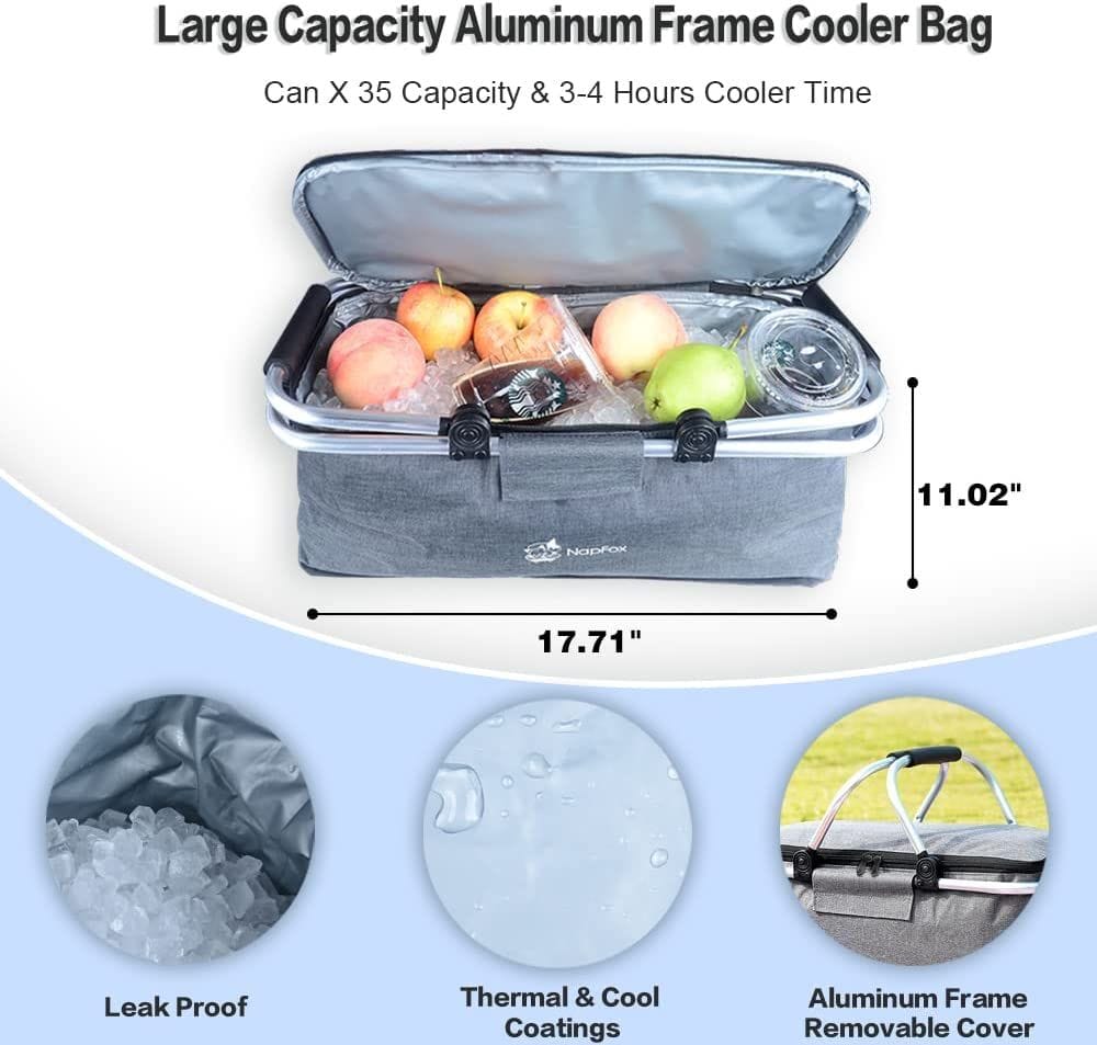 Collapsible Wagon Heavy Duty Folding Wagon Cart with Removable Canopy, 4" Wide Large All Terrain Wheels, Brake, Adjustable Handles,Cooler Bag Utility Carts for Outdoor Garden Beach - Image 7