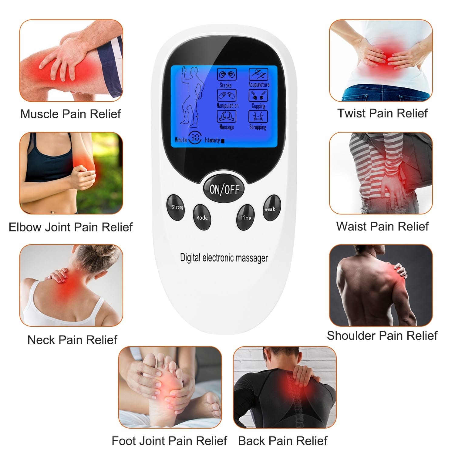 Electric Muscle Stimulator Dual Channels Pulse Massager Pain Relief Therapy Tens Device with Electrode Pads Wires - Image 2