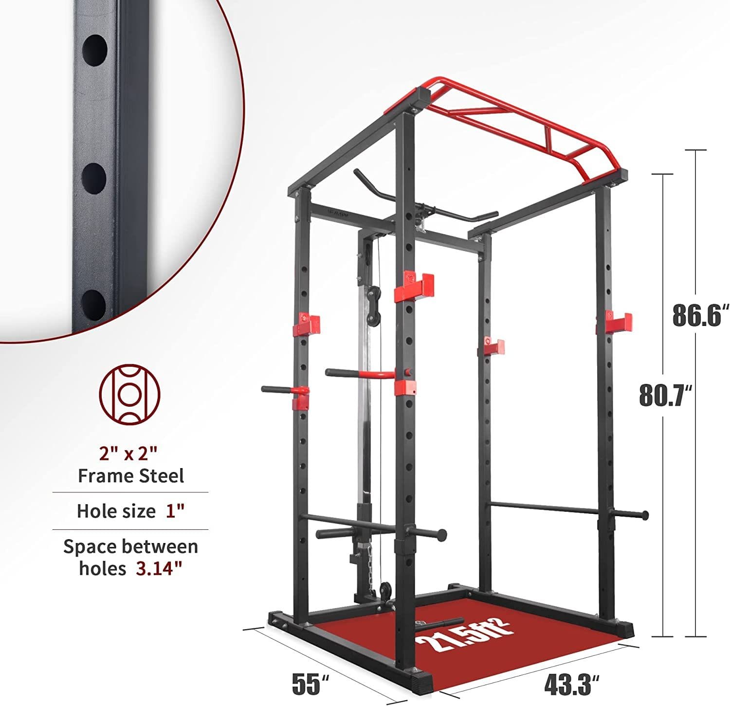 Multi-functional Power Cage,Home Adjustable Pullup Squat Rack 1000Lbs Capacity Comprehensive Fitness Barbell Rack - Image 9