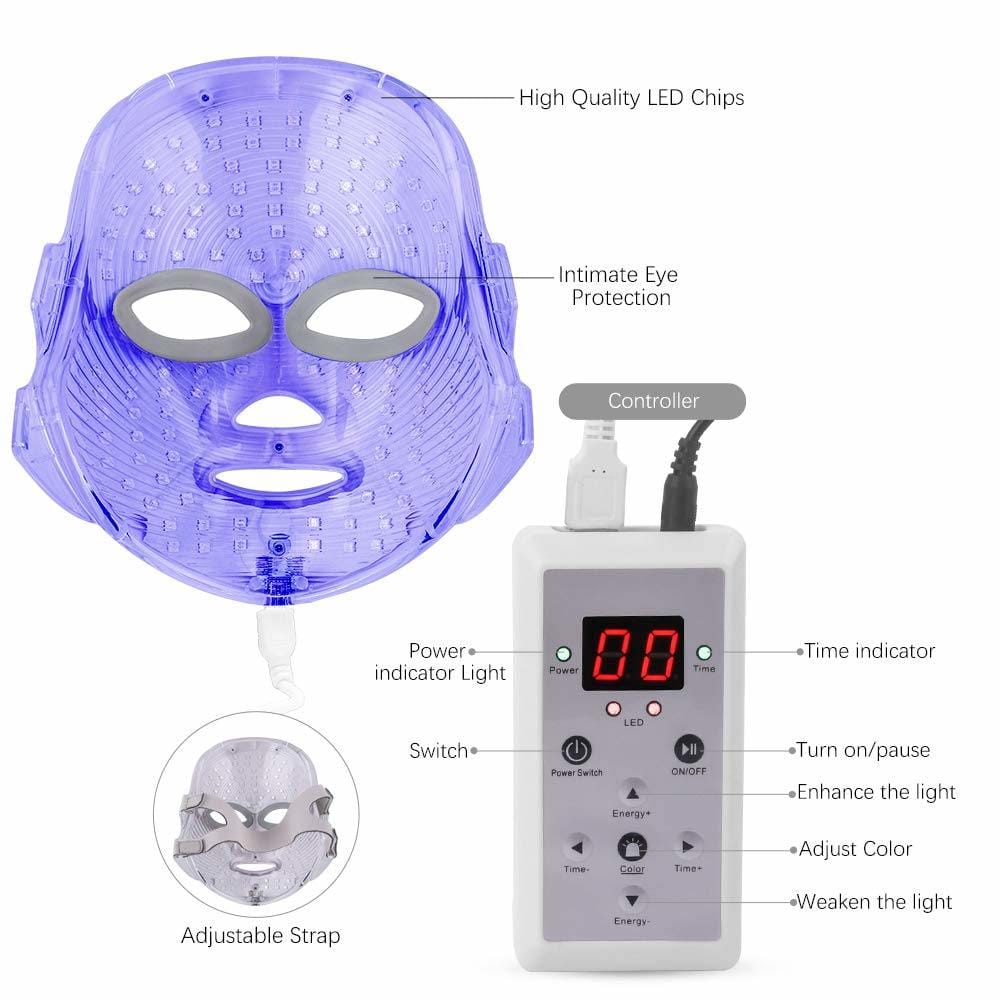 Light Therapy LED Face Mask 7 Color 149 Leds Photon Face Mask Beauty Photon Mask for Face Skin Rejuvenation Facial Skin Treatment Anti-Aging Anti Acne Anti Wrinkle with Free Gift - Image 9