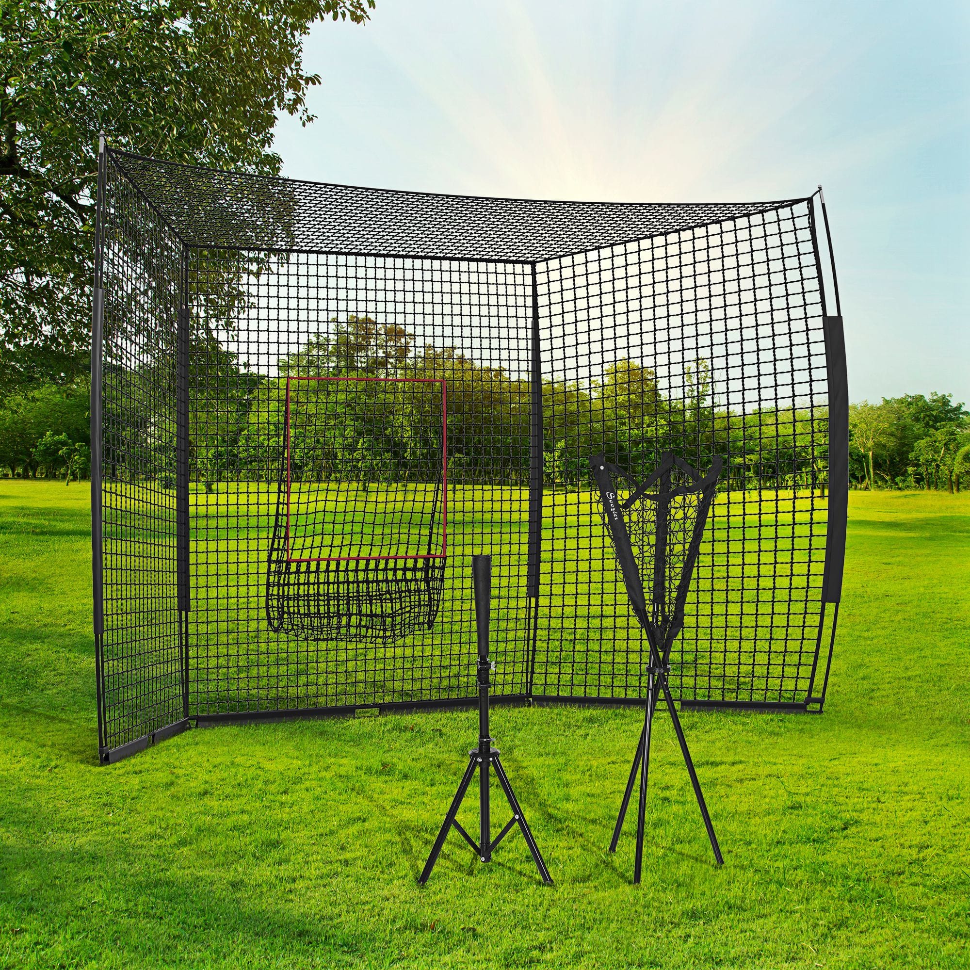Soozier 17' x 5.5' Baseball Net with Strike Zone, Tee, Caddy, and Carry Bag for Pitching and Hitting, Portable Extra Large Softball and Baseball Training Equipment - Image 9