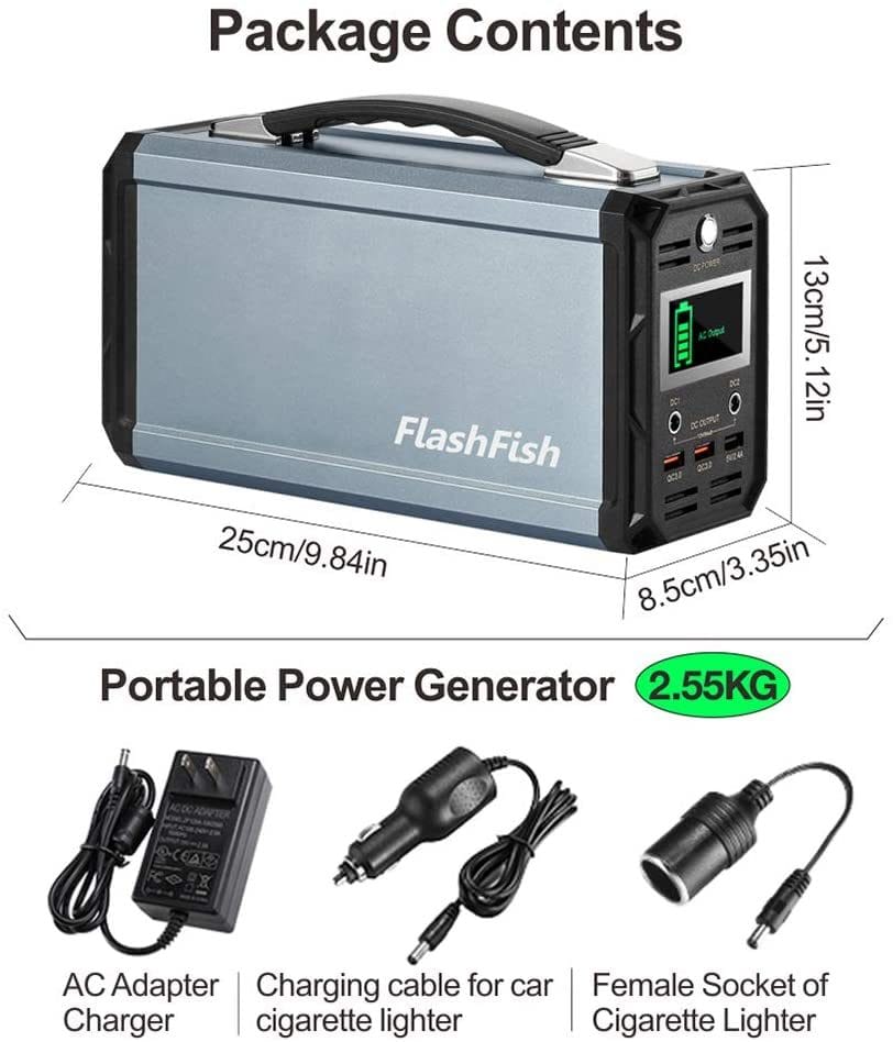 300W Solar Generator, FlashFish 60000mAh Portable Power Station Camping Potable Generator, CPAP Battery Recharged by Solar Panel/Wall Outlet/Car, 110V AC Out/DC 12V /QC USB Ports for CPAP Camp Travel - Image 8