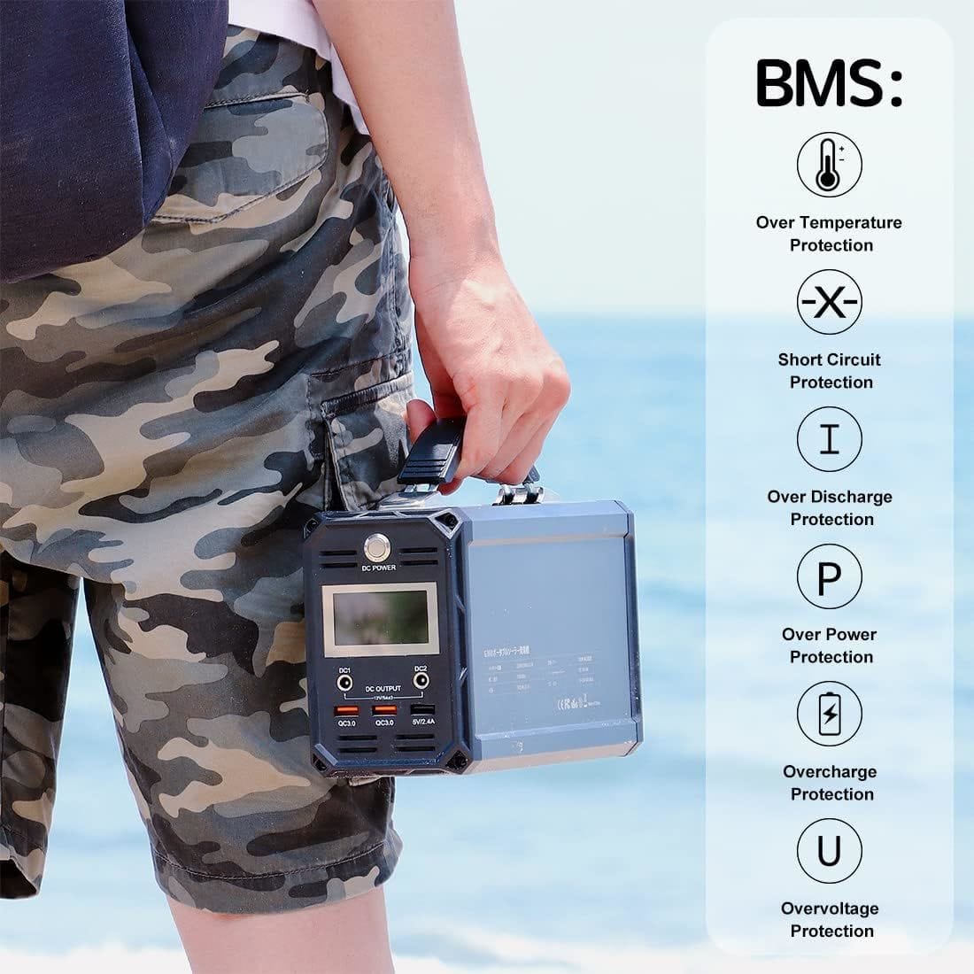 300W Solar Generator, FlashFish 60000mAh Portable Power Station Camping Potable Generator, CPAP Battery Recharged by Solar Panel/Wall Outlet/Car, 110V AC Out/DC 12V /QC USB Ports for CPAP Camp Travel - Image 7