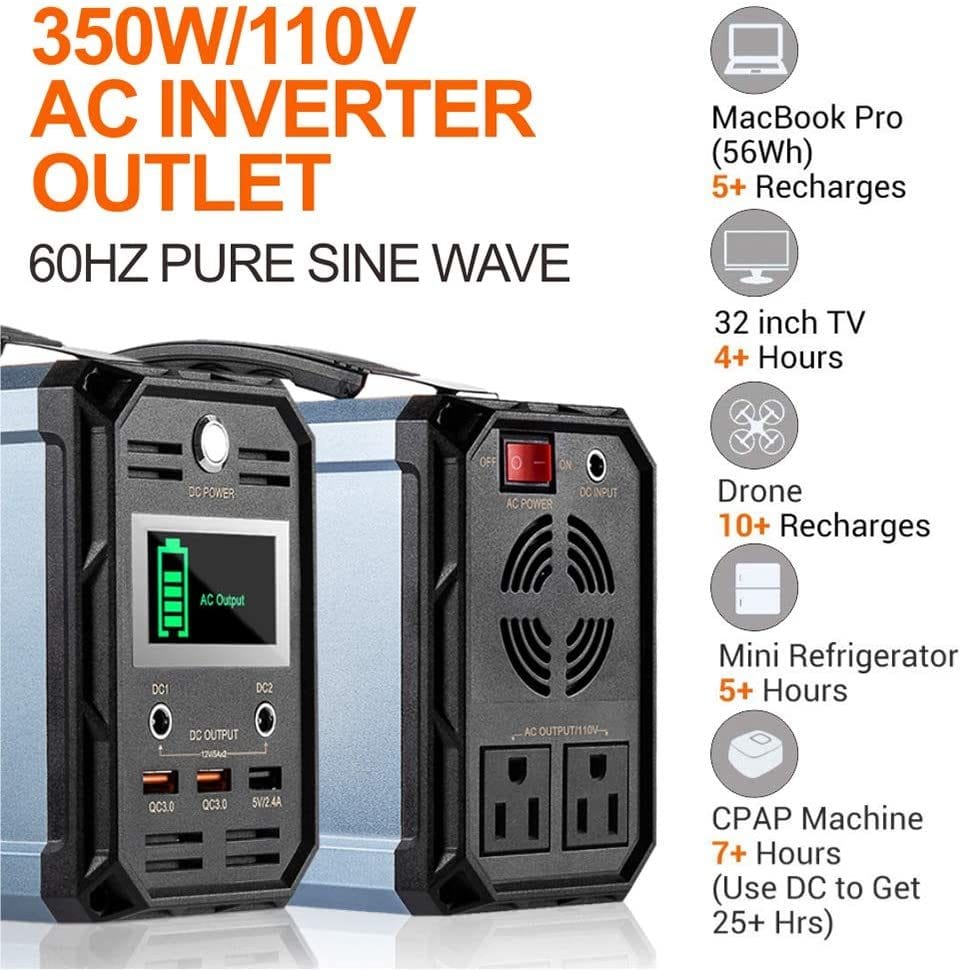 300W Solar Generator, FlashFish 60000mAh Portable Power Station Camping Potable Generator, CPAP Battery Recharged by Solar Panel/Wall Outlet/Car, 110V AC Out/DC 12V /QC USB Ports for CPAP Camp Travel - Image 3