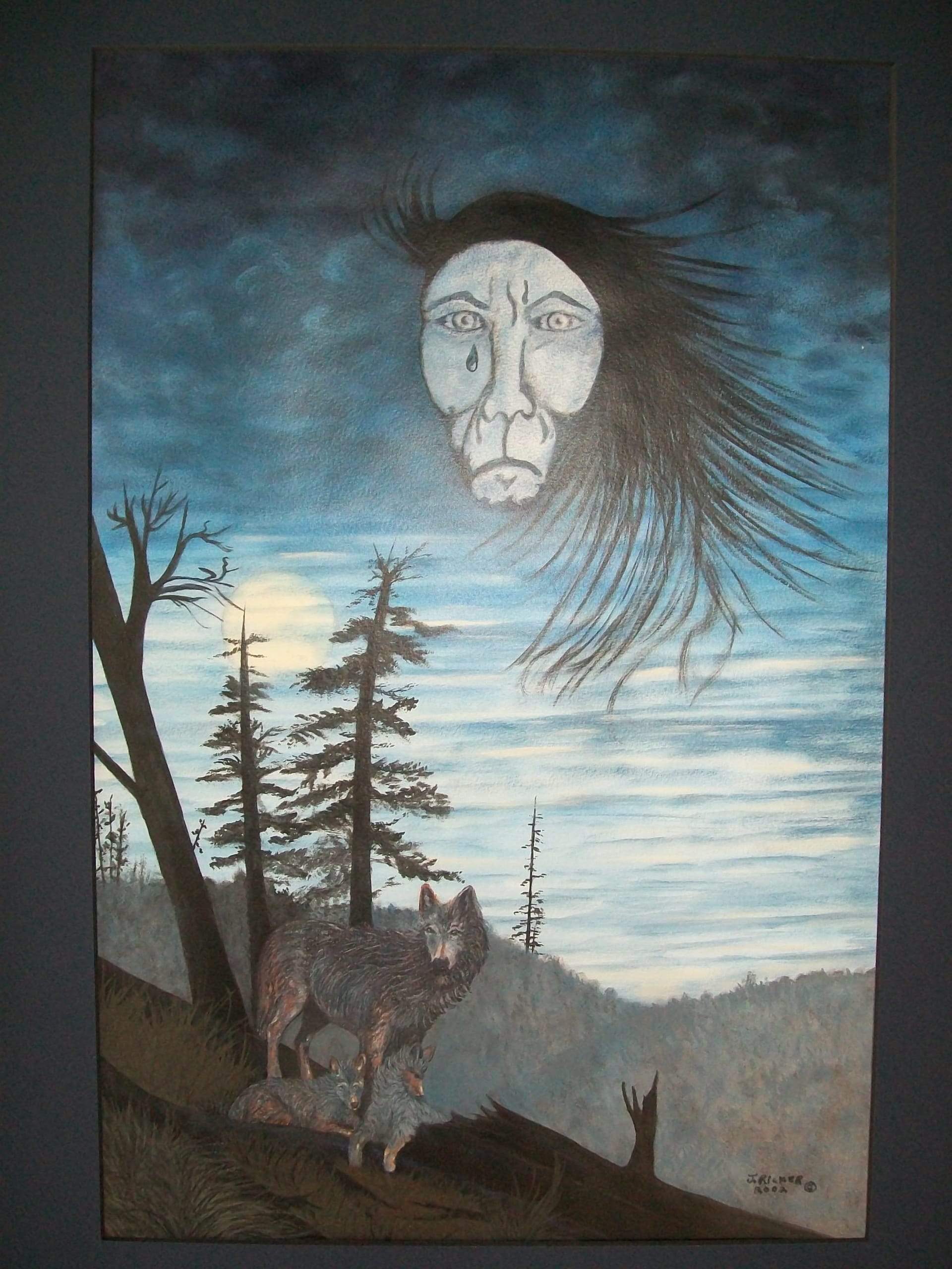 "Along the Trail of Tears...a Cherokee Shaman prays for protection 18"X24" on artist paper - Image 3