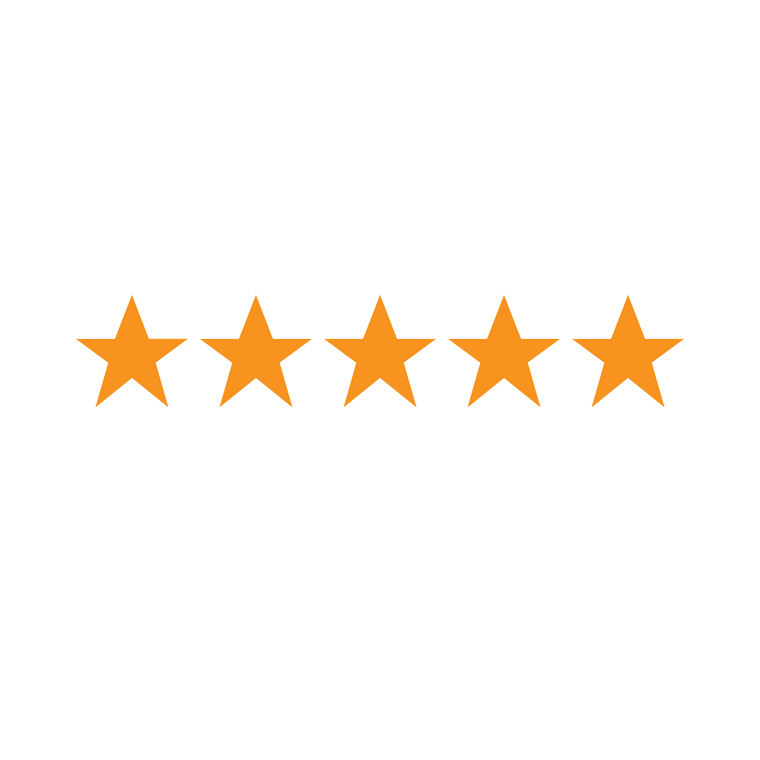 Five gold stars representing a five-star rating