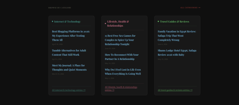 Homepage featured categories section with selected categories