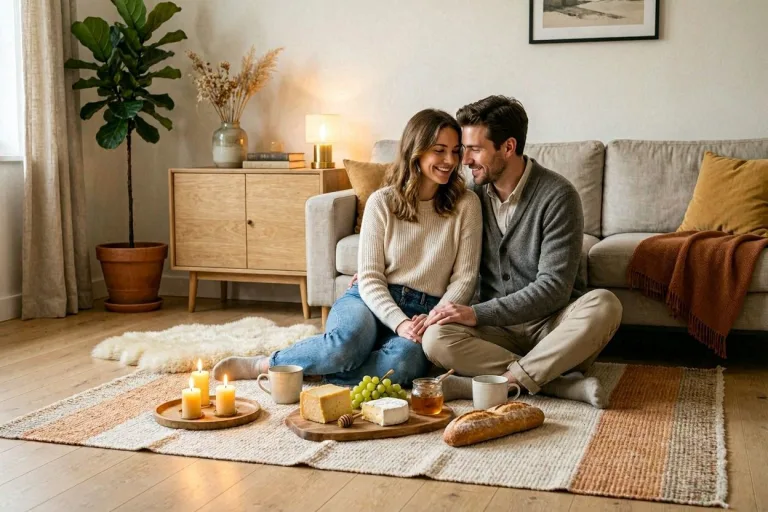 at home picnic couple reconnecting simple date idea relationship tips
