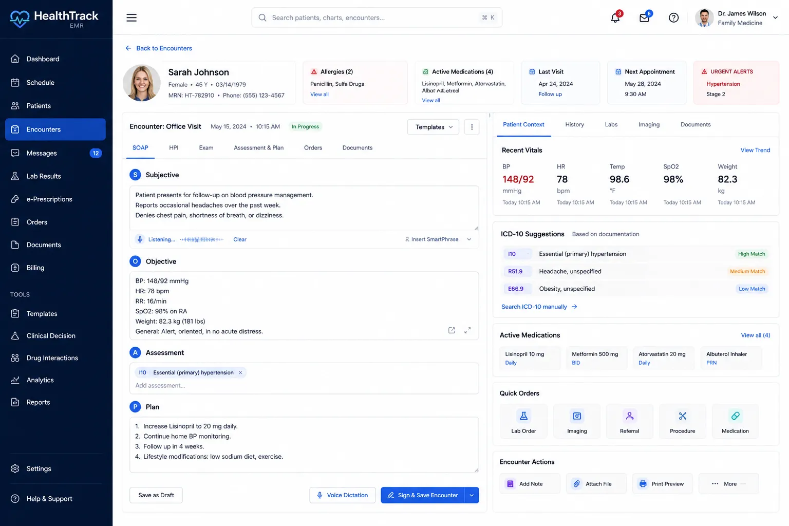 Frontend User Panel - Clinical Encounters & SOAP Notes Editor