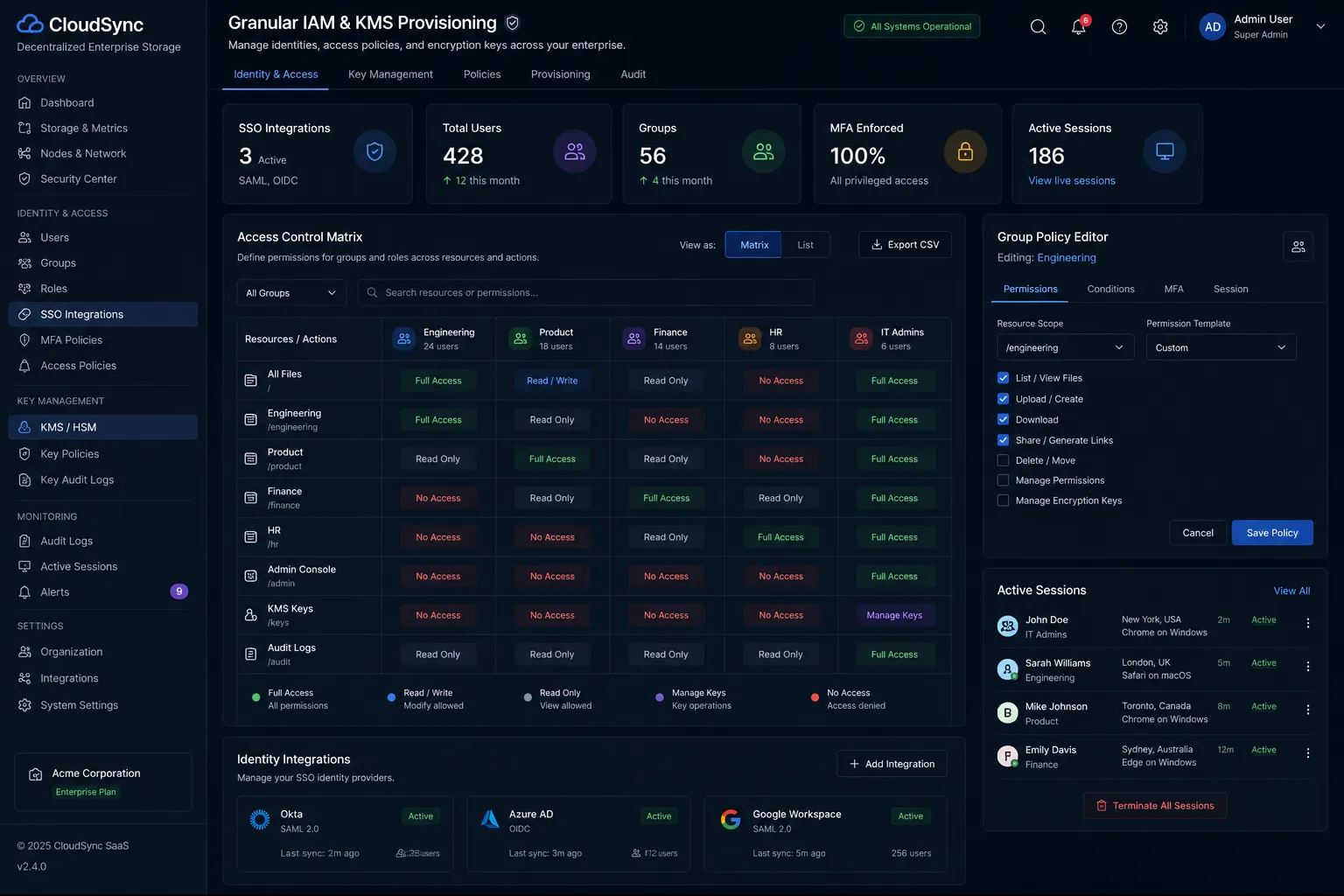 Admin Panel - Granular IAM & KMS Provisioning