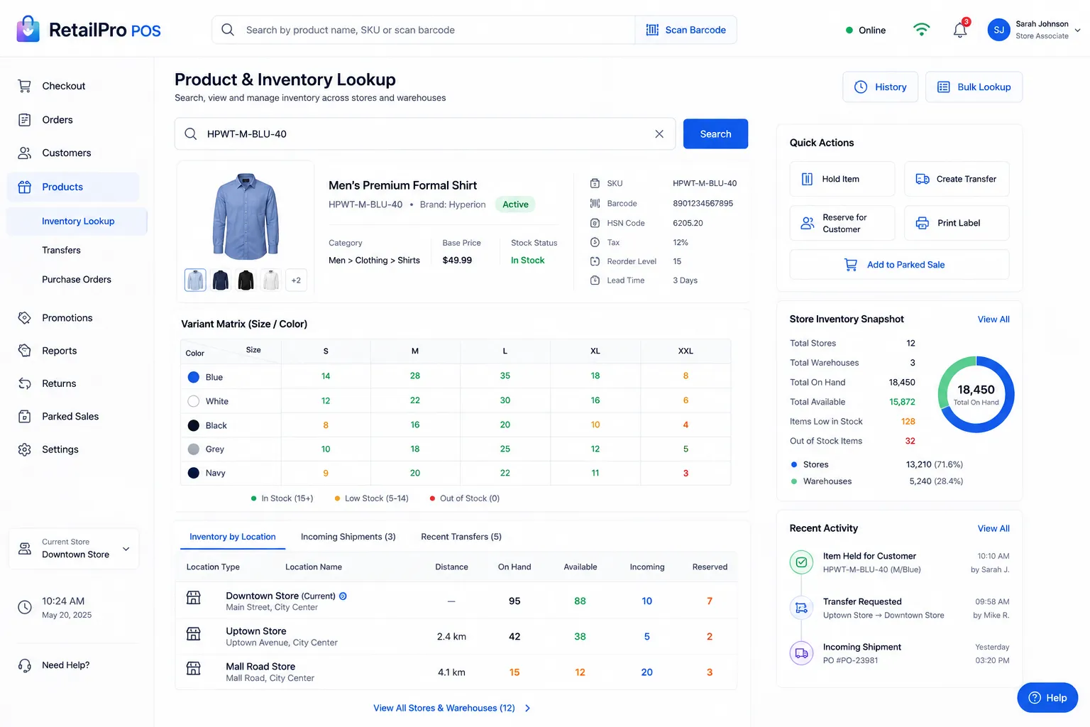 Frontend User Panel - Product & Inventory Lookup