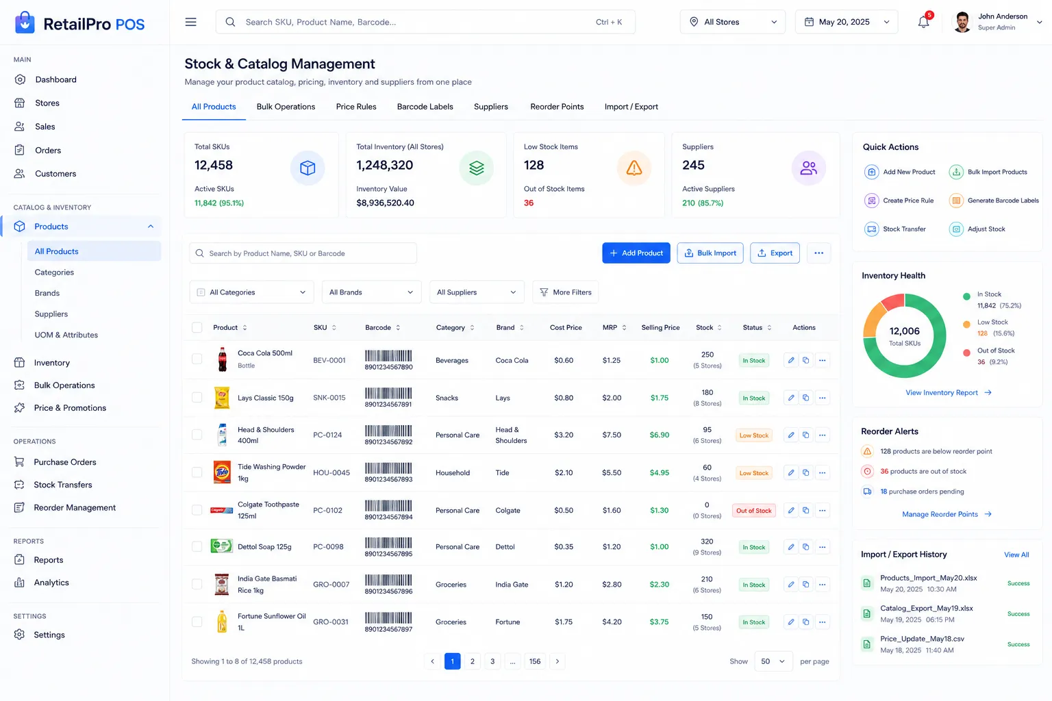 Admin Panel - Centralized Stock & Catalog Management