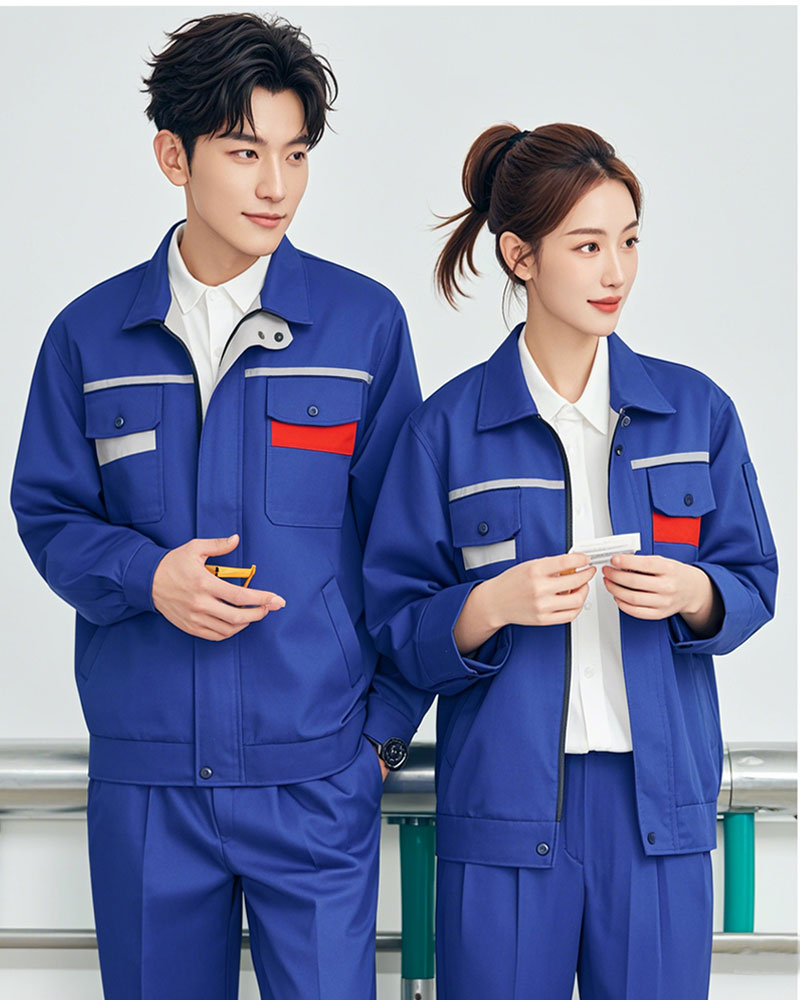 经典蓝色春秋工作服套装