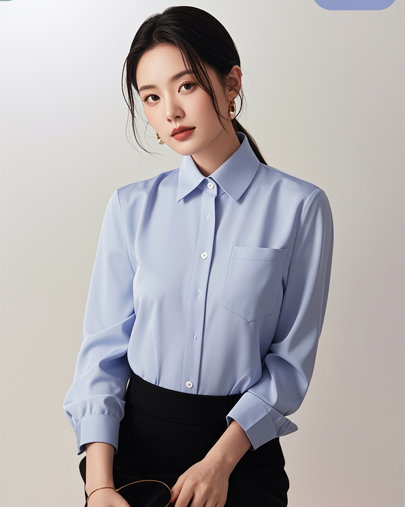 女士浅蓝色长袖正装衬衫