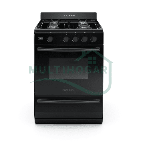Cocina A Gas Ormay 4 Hornallas 91l Inox Color Negro