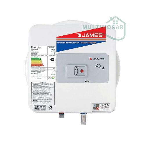 Termotanque eléctrico James Prisma Acero 20 Litros blanco