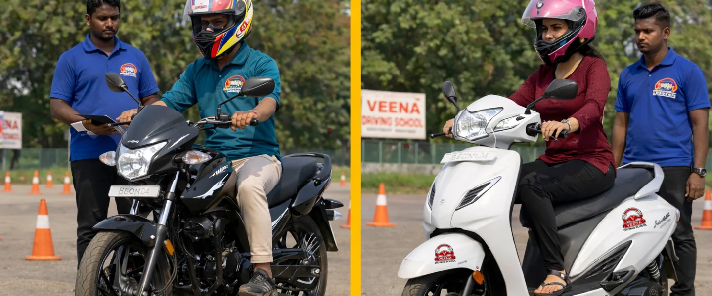 Two wheeler riding on an open road